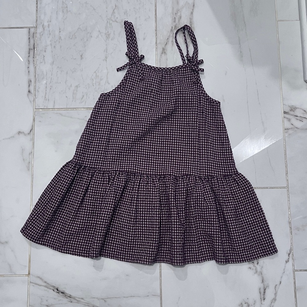 Zara Burgundy and White Gingham Dress